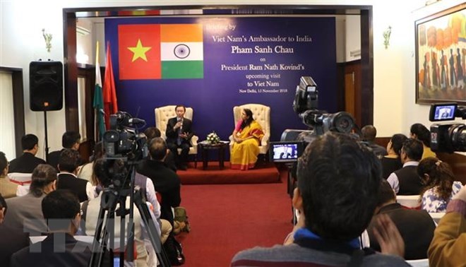 Đại sứ quán Việt Nam tại Ấn Độ tổ chức họp báo trước thềm chuyến thăm Việt Nam của Tổng thống Ấn Độ - ảnh 1