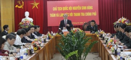 Chủ tịch Quốc hội Nguyễn Sinh Hùng làm việc với Thanh tra Chính phủ - ảnh 1