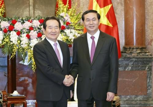 Chủ tịch nước Trần Đại Quang tiếp Chủ tịch Quốc hội Hàn Quốc Chung Sye-kyun - ảnh 1