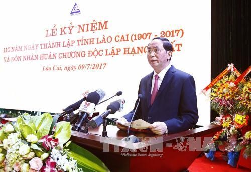 Chủ tịch nước Trần Đại Quang: Lào Cai cần phấn đấu trở thành tỉnh phát triển của khu vực Tây Bắc  - ảnh 1