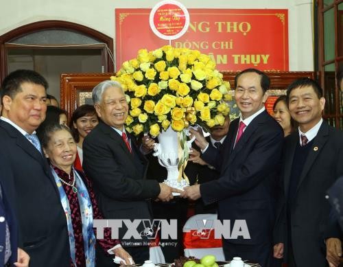 Chủ tịch nước Trần Đại Quang mừng thọ Trung tướng Đặng Quân Thụy tròn 90 tuổi - ảnh 1