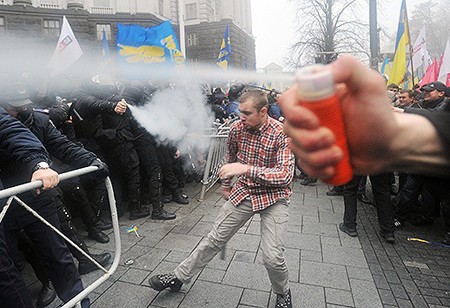 Protestan en Ucrania contra la renuncia al acuerdo con la Unión Europea - ảnh 1
