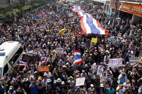 Obstruyen manifestantes jornadas electorales anticipadas en Tailandia - ảnh 1