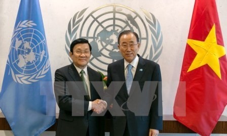 Presidente vietnamita se reúne con secretario general de Naciones Unidas  - ảnh 1