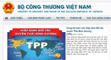 Vietnam publica oficialmente texto inglés de TPP - ảnh 1