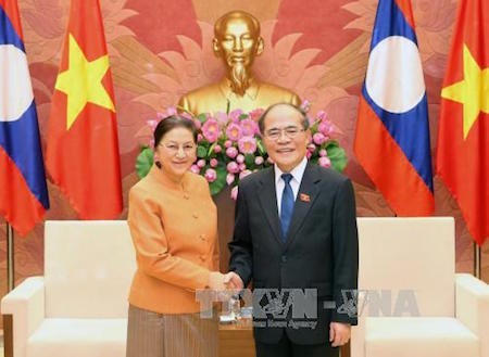 Presidente del Parlamento de Vietnam recibe a sus homologos de Laos y Camboya - ảnh 1