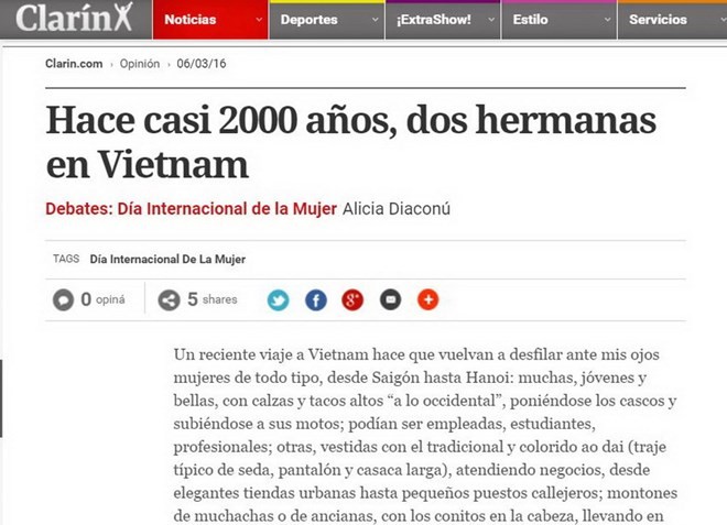 Prensa argentina honra a la mujer vietnamita - ảnh 1