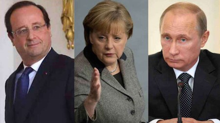 Putin, Merkel y Hollande debaten solución política para la crisis en Ucrania - ảnh 1
