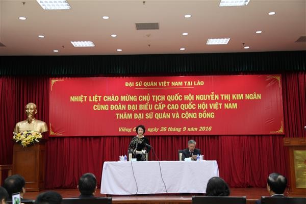 Presidenta del Parlamento encomia papel de embajada vietnamita en Laos - ảnh 1