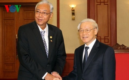 Líder partidista de Vietnam recibe al presidente de Myanmar  - ảnh 1