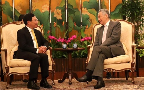 รองนายกรัฐมนตรีและรัฐมนตรีต่างประเทศเวียดนามเจรจากับรัฐมนตรีต่างประเทศสิงคโปร์ - ảnh 3