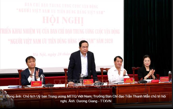 คณะกรรมการชี้นำส่วนกลางเกี่ยวกับการรณรงค์ให้ชาวเวียดนามใช้สินค้าเวียดนามปฏิบัติงานในปี 2020 - ảnh 1