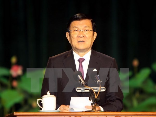 Chủ tịch nước Trương Tấn Sang dự Đại hội thi đua yêu nước của Thành phố Hồ Chí Minh - ảnh 1