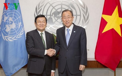 Chủ tịch nước Trương Tấn Sang hội kiến Tổng Thư ký Liên hợp quốc Ban Ki-moon - ảnh 1
