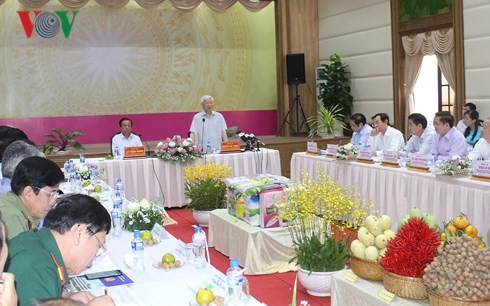 Tổng Bí thư Nguyễn Phú Trọng làm việc với lãnh đạo chủ chốt tỉnh Đồng Tháp  - ảnh 1