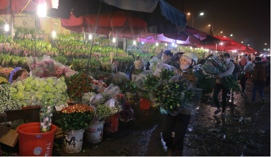 ตลาดดอกไม้กลางคืนกว๋าง บ๊า กลางเมืองหลวงฮานอย - ảnh 1