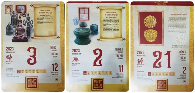 2023 New Year calendar honours Vietnam's national treasures - ảnh 1