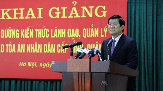 ประธานประเทศTrương Tấn Sang กำชับให้ยกระดับคุณภาพเจ้าหน้าที่หน่วยงานศาล - ảnh 1