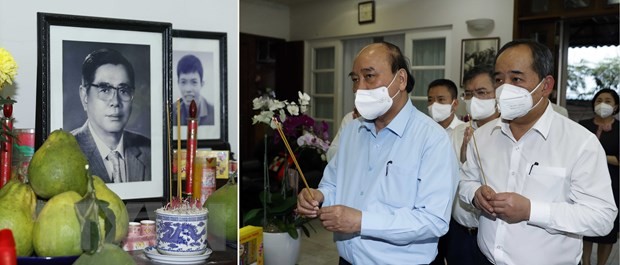 Президент Нгуен Суан Фук зажег благовония в память о покойных руководителях Партии и Государства Вьетнама - ảnh 1