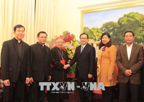Tổng giám mục Tổng Giáo phận Hà Nội thăm, chúc Tết Thành ủy Hà Nội - ảnh 1