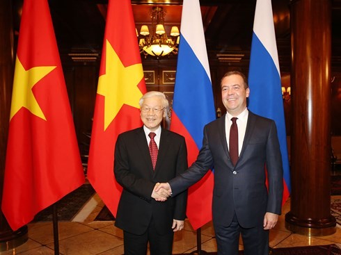 Tổng Bí thư Nguyễn Phú Trọng hội kiến với Thủ tướng LB Nga Dmitry Medvedev - ảnh 1