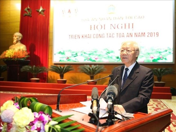 Tổng Bí thư, Chủ tịch nước  Nguyễn Phú Trọng chỉ đạo hội nghị triển khai công tác tòa án năm 2019 - ảnh 1