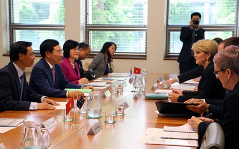 Вице-премьер, глава МИД СРВ Фам Бинь Минь провел переговоры с главой МИД Австралии - ảnh 1