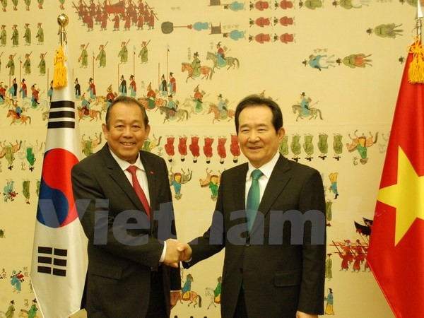 Вице-премьер СРВ Чыонг Хоа Бинь встретился с председателем Нацсобрания Южной Кореи - ảnh 1