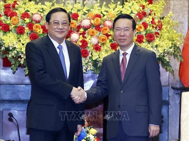Президент Во Ван Тхыонг: необходимо продолжить развивать особо хорошие политические отношения между Вьетнамом и Лаосом - ảnh 1