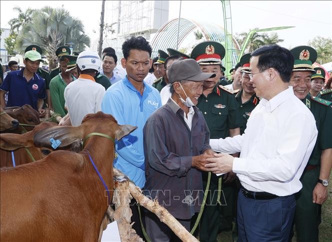 Президент Во Ван Тхыонг посетил КПП Хатиен в провинции Киензянг - ảnh 1