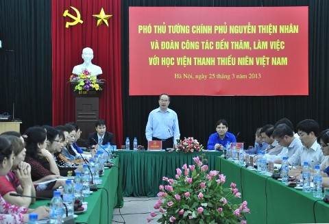 Phó Thủ tướng Nguyễn Thiện Nhân làm việc với Học viện Thanh thiếu niên - ảnh 1