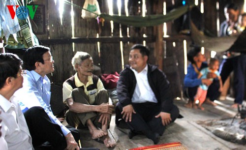 Chủ tịch nước Trương Tấn Sang thăm dân tái định cư Công trình thủy điện sông Tranh 2  - ảnh 1