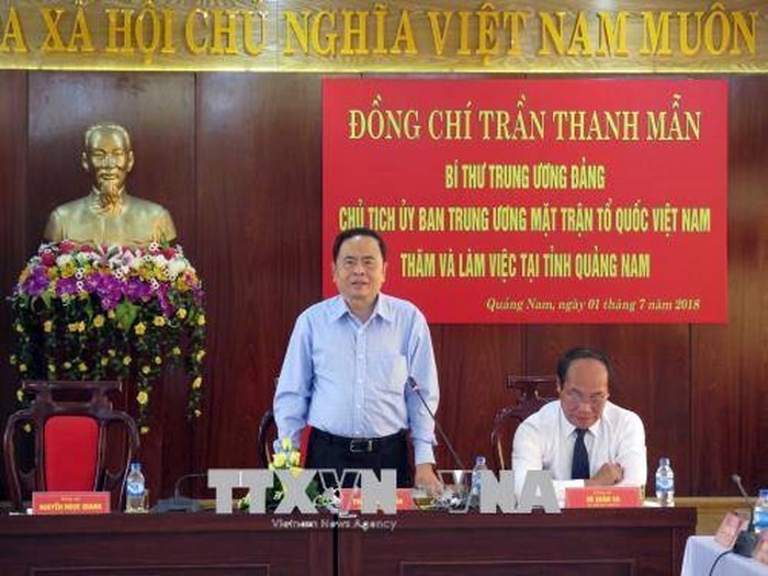 Chủ tịch Ủy ban Trung ương Mặt trận Tổ quốc Việt Nam Trần Thanh Mẫn làm việc tại Quảng Nam  - ảnh 1