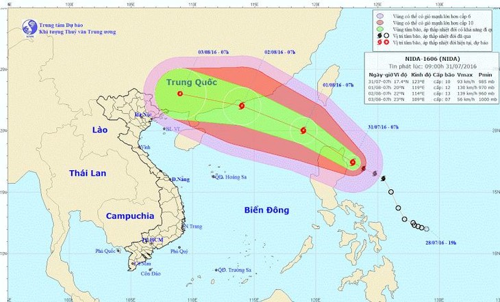 Тайфун «Нида» войдёт в Восточное море ночью 31 июля  - ảnh 1