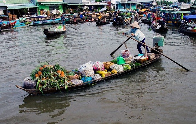 Плавучий рынок на перекрёстке рек в дельте реки Меконг - ảnh 4