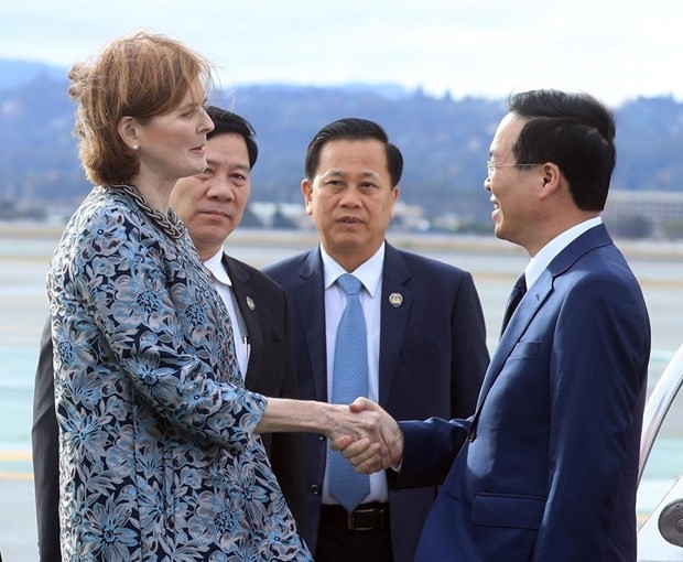 President Vo Van Thuong arrives in San Francisco, starting working programme at APEC 2023 - ảnh 1
