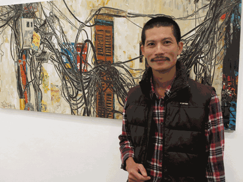 Artist Nguyen Ngoc Dan and his paintings of Hanoi streets’ electric wires - ảnh 2
