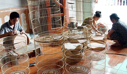 La fabricación de jaulas de pájaros en el pueblo de Canh Hoach - ảnh 1