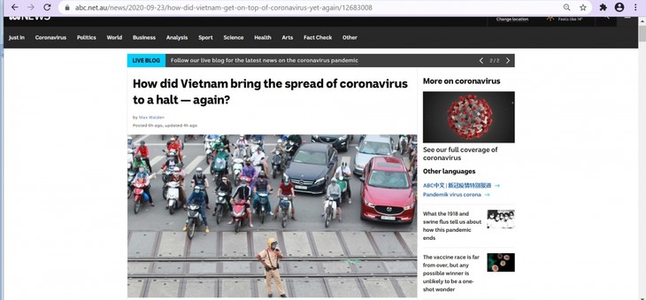 Prensa australiana aprecia los esfuerzos de Vietnam en el control del rebrote del covid-19 - ảnh 1