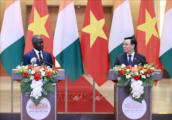 Conferencia de prensa posterior a conversaciones entre presidentes del Parlamento de Vietnam y Costa de Marfil - ảnh 1