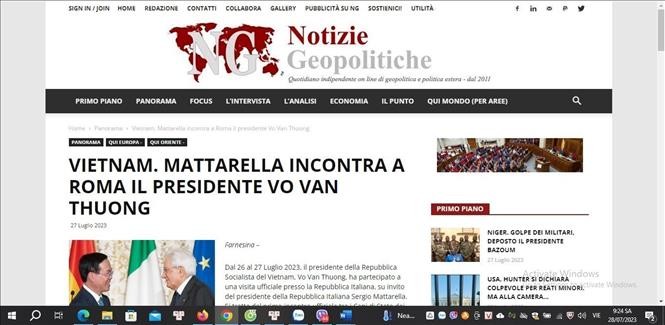 Prensa italiana: La visita del presidente Vo Van Thuong abre una nueva era de cooperación - ảnh 1