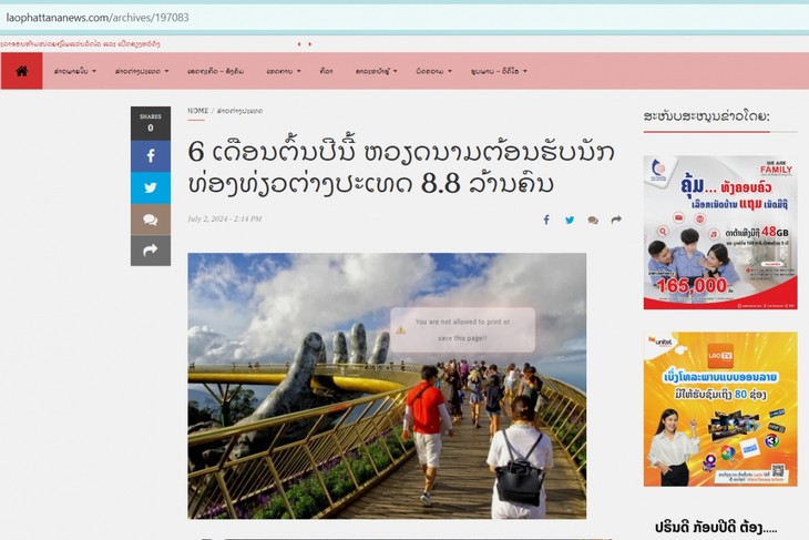 Medios laosianos de comunicación elogian tasa de crecimiento del turismo en Vietnam - ảnh 1