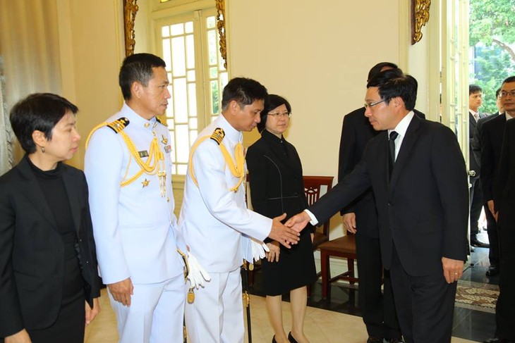 ผู้นำเวียดนามเข้าร่วมพิธีถวายอาลัยพระบาทสมเด็จพระเจ้าอยู่หัวในพระบรมโกศ - ảnh 6