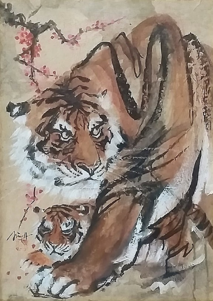 Lively paintings by Nguyen Doan Ninh to usher in Year of the Tiger - ảnh 6