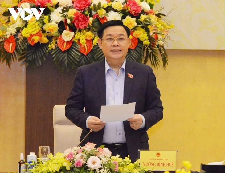Parlamentspräsident Vuong Dinh Hue leitet Sitzung über Mechanismus zum Verfassungsschutz - ảnh 1