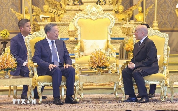 President To Lam meets Cambodian King - ảnh 1