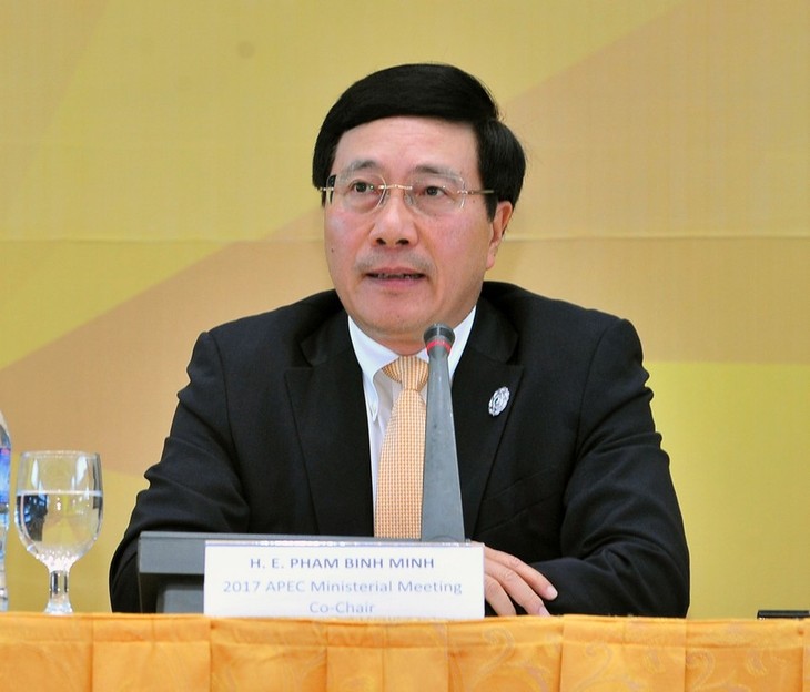 รองนายกรัฐมนตรีและรัฐมนตรีว่าการกระทรวงการต่างประเทศเวียดนามแจ้งผลการประชุมผู้นำเอเปก 2017 - ảnh 1