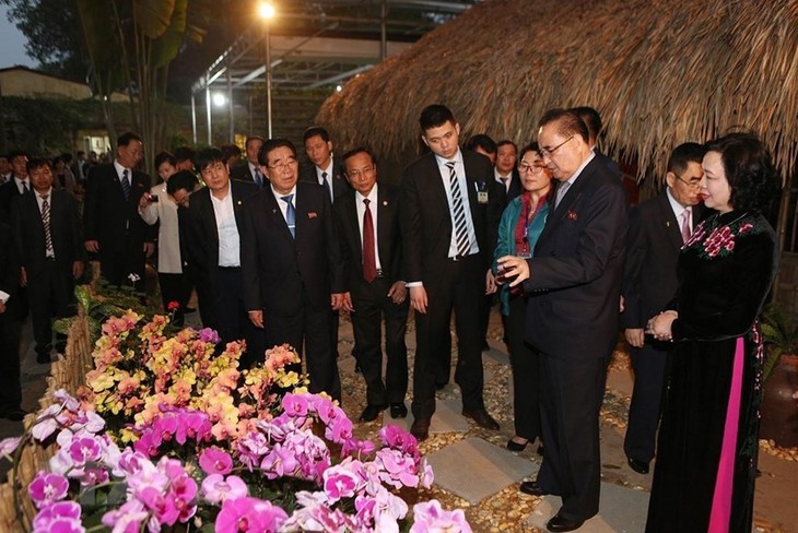 朝鲜劳动党领导代表团参观丹淮合作社兰花种植模式 - ảnh 1