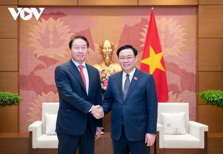 Parlamentspräsident Vuong Dinh Hue empfängt Vorsitzenden des Konzerns SK - ảnh 1