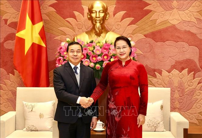Presidenta del Parlamento de Vietnam recibe al embajador laosiano - ảnh 1